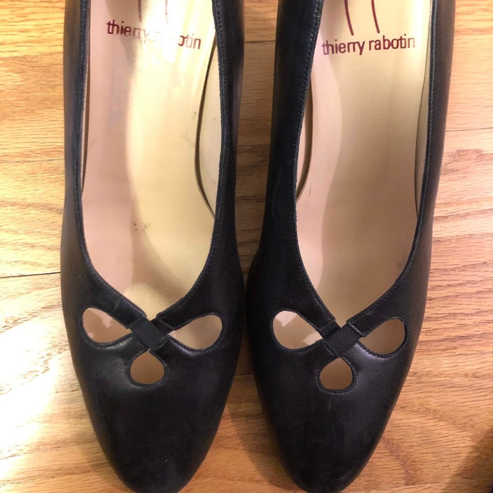 Thierry Rabotin  Black Leather Reno Heels sz 39.5